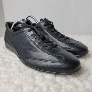 Tod’s Mens 8.5 Black Leather Lace Up Sneaker Driving Shoes Gommino Made In Italy